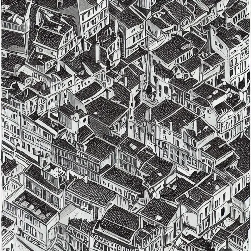 Prompt: isometric view illustration of a medieval Marseille street corner, highly detailed, mid day by Victo Ngai