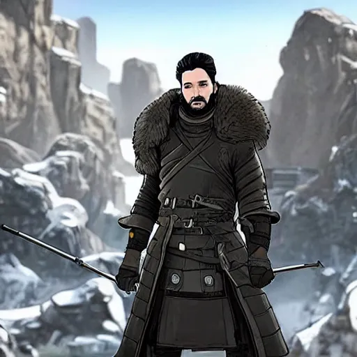 Image similar to jon snow as a character in apex legends