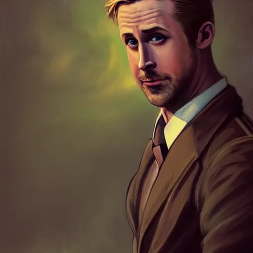 Prompt: Ryan Gosling Cinematic, a character study of the epic handsome male character wearing Pilot Uniform. character half body portrait, by,jc leyendecker, Ross Tran and WLOP, ARTSTATION, cgsociety, polycount, character design