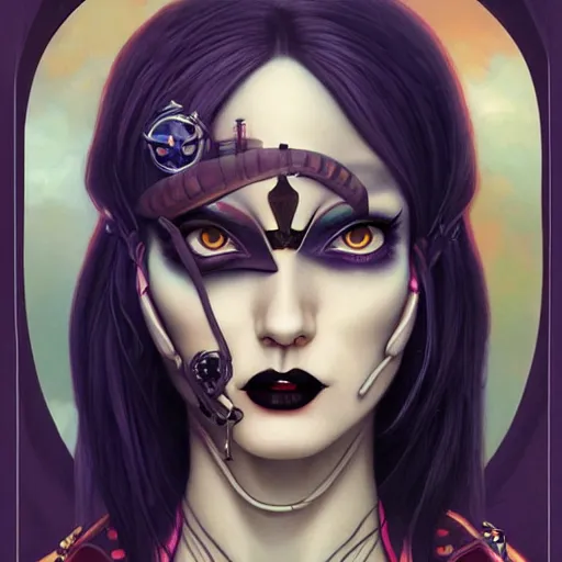 Prompt: Lofi Vampire Goth Steampunk portrait Pixar style by Tristan Eaton Stanley Artgerm and Tom Bagshaw