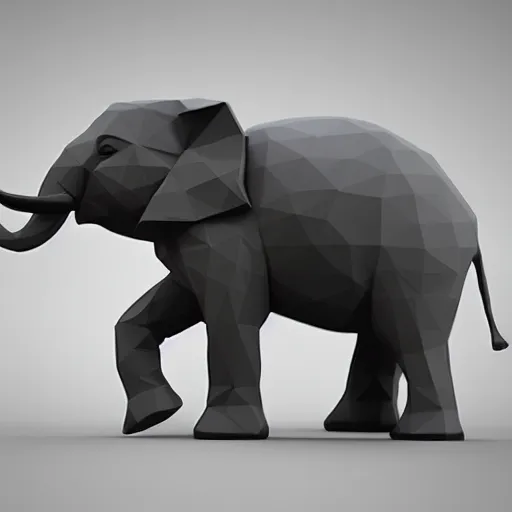 Prompt: cute elephant, low-poly, orthographic, blender render