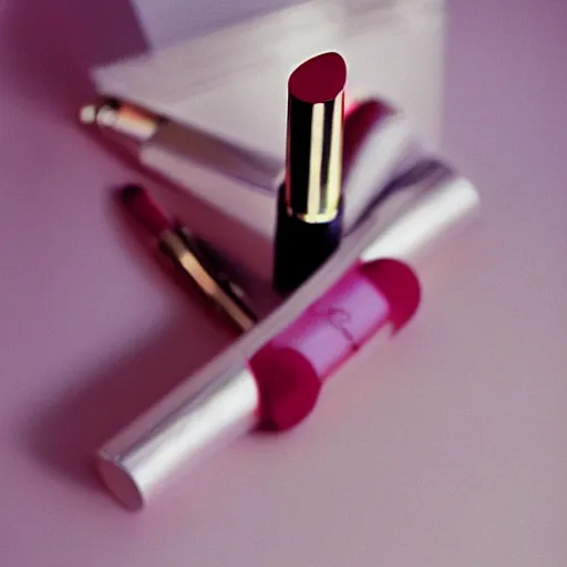 Prompt: lipstick. product photo. glamour photography. 1 9 8 3.