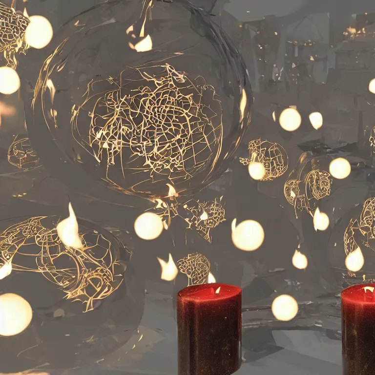 Image similar to metaverse of the future with the burning candle ornaments, augmented reality, fantastic reality, fantastic art