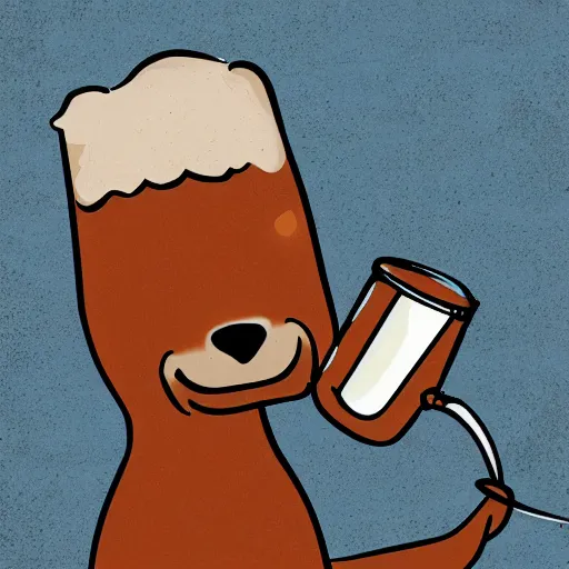 Prompt: digital art of a dog drinking beer