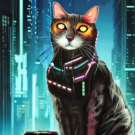 Image similar to cyberpunk cat