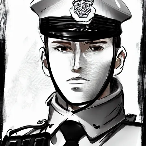 Prompt: A British police officer wearing a custodian, highly detailed, anime art style, trending on art station