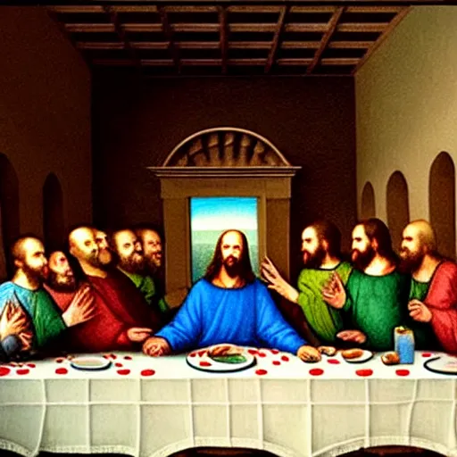 Image similar to Joe biden at the last supper, hyper realism renaissance art, detailed,