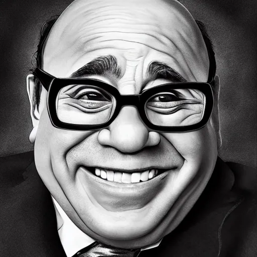 Image similar to danny devito with the physique of a body builder, hyper realistic and ultra detailed face, cinematic, dynamic lighting, photorealistic, refined, intricate, digital art, digital painting, masterpiece, 8k