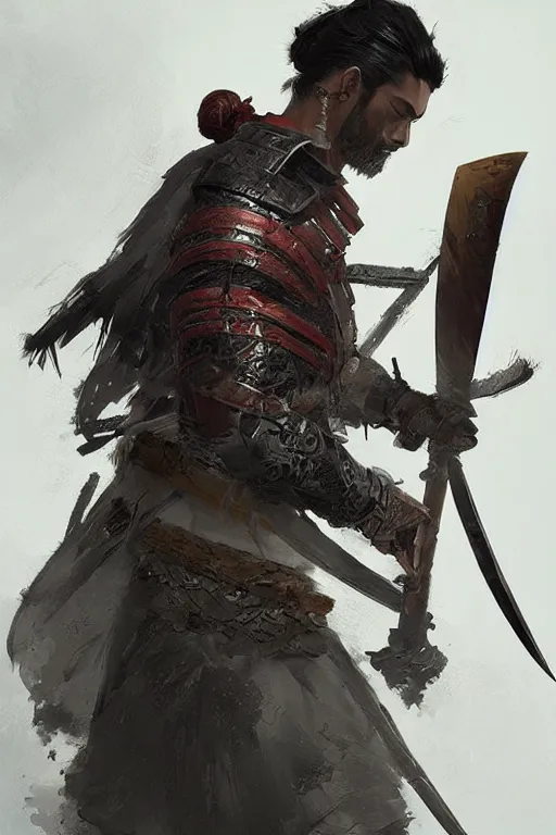 Prompt: epic samurai warrior concept arts, by greg rutkowski, intricate details, highly detailed