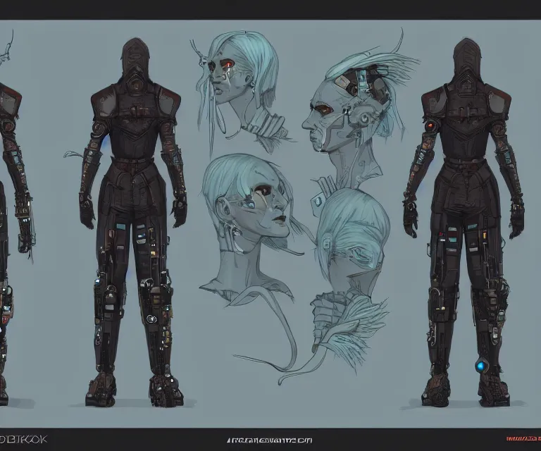 Prompt: Cyberpunk god, artstation character reference sheet