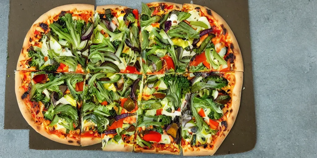 Image similar to garden vegetable pizza