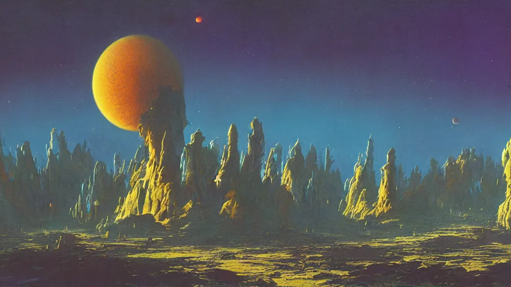 Image similar to otherworldly atmosphere of an evolving alien planet by arthur haas and bruce pennington and paul lehr, cinematic matte painting