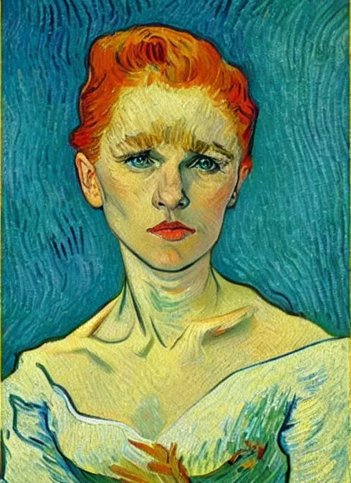 Prompt: lifelike oil painting portrait of ariel by van gogh