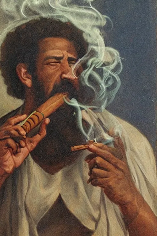 Image similar to god smoking a cuban cigar