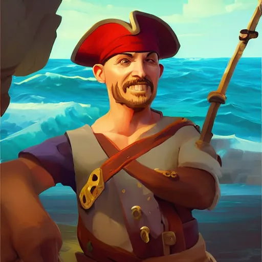 Image similar to painting jack the pirate on sea of thieves game avatar hero smooth face median photoshop filter cutout vector behance hd by jesper ejsing, by rhads, makoto shinkai and lois van baarle, ilya kuvshinov, rossdraws, illustration, art by ilya kuvshinov and gustav klimt