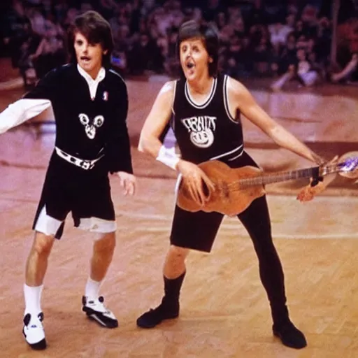 Prompt: paul mccartney playing in the nba