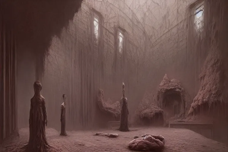 Image similar to backrooms, high detailed art, liminal aesthetic, dreamcore, by wayne barlowe, zdzislaw beksinski, cgsociety, unreal engine