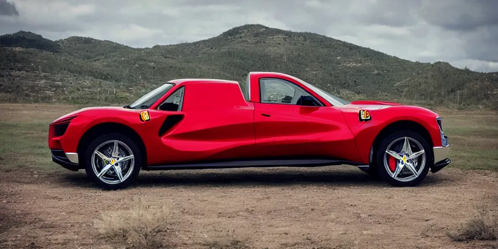 Image similar to “2020 Ferrari Pickup Truck, HD, ultra Realistic”