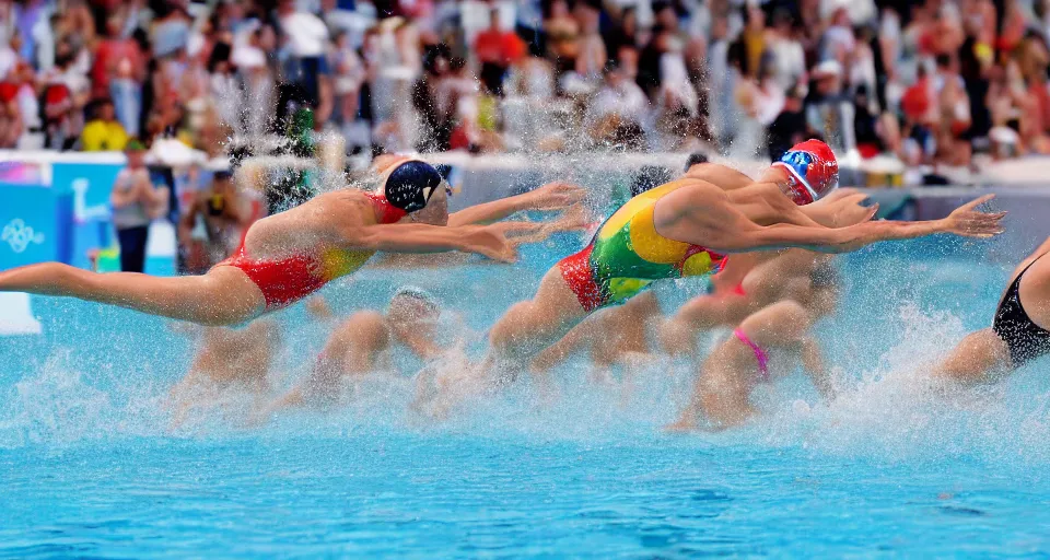 Image similar to olympic swimming in sand instead of water, extremely coherent, motion blur