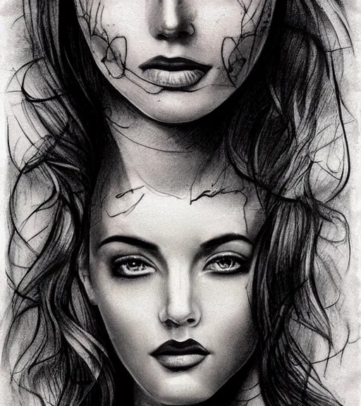 tattoo design sketch of a beautiful woman face faded | Stable Diffusion |  OpenArt