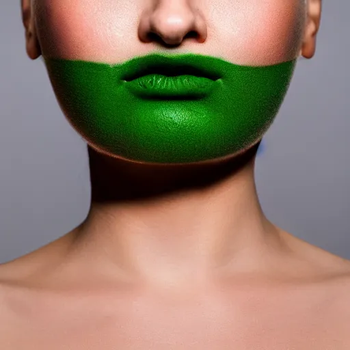 Image similar to minimalist photography portrait of a woman with a tiny mouth, no lips, symmetrical, super close up, mid thirties, medium blonde, cute round green slanted eyes, pale skin, wide nostrils, chubby cheeks, high flat eyebrows, ethereal essence, angelic, leica 1 0 0 mm f 0. 8