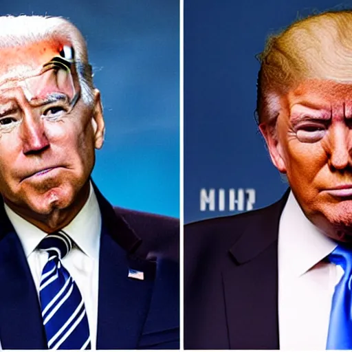 Prompt: Joe Biden and Donald Trump french kissing