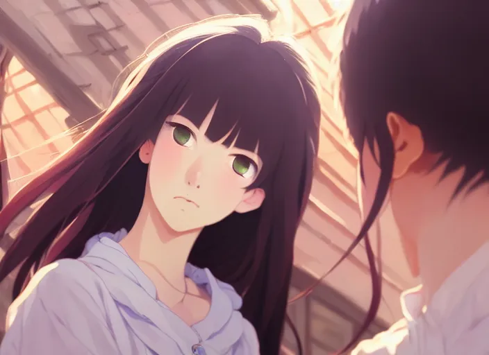 Prompt: a film still portrait of a very beautiful girl, finely detailed features, closeup at the faces, perfect art, at a market, night time,, gapmoe yandere grimdark, trending on pixiv fanbox, painted by greg rutkowski makoto shinkai takashi takeuchi studio ghibli, akihiko yoshida