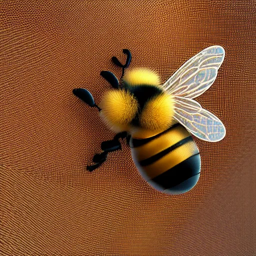 Prompt: Fuzzy cute honey bee, Octane render, hyperdetailed, Golden hour