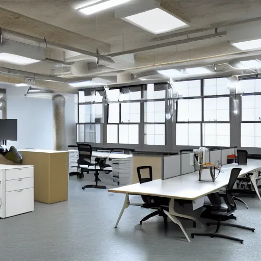 Prompt: “An equirectangular panorama photo of an office room with industrial lighting” W 1920