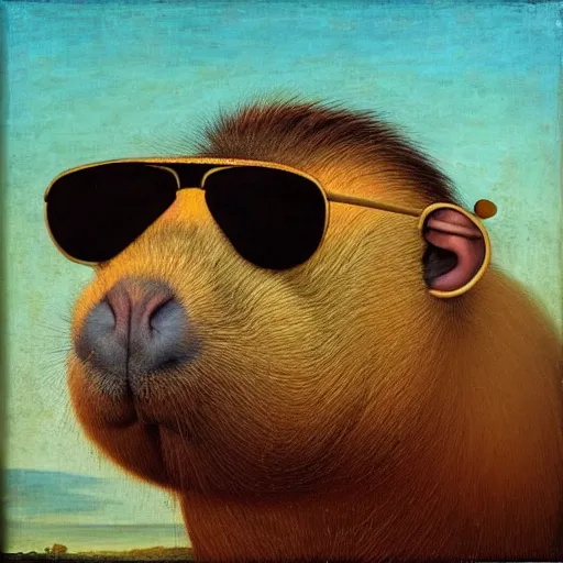 portrait of a capybara wearing sunglasses, | Stable Diffusion | OpenArt