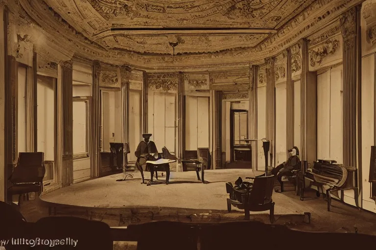 Image similar to office in 19th century opera, architecture photography