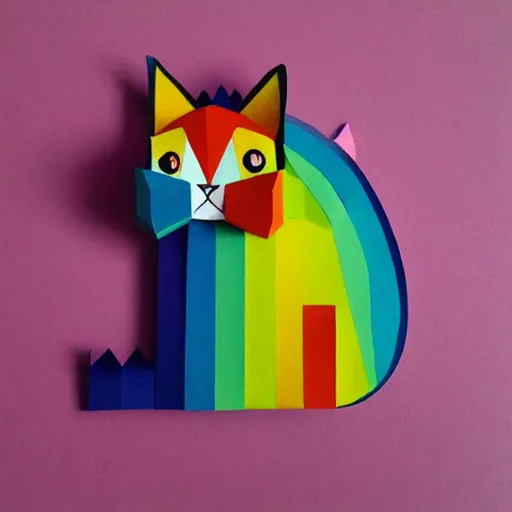 Image similar to rainbow papercraft cat