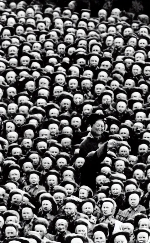 Image similar to mao zedong driving a crowd of skeletons