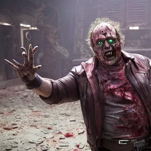 Image similar to film still of zombie danny devito as zombie starlord in guardians of the galaxy ( 2 0 1 4 )