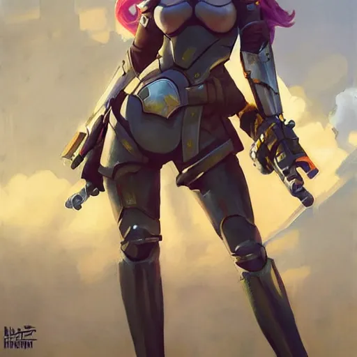 Image similar to greg manchess portrait painting of armored mara jade as overwatch character, medium shot, asymmetrical, profile picture, organic painting, sunny day, matte painting, bold shapes, hard edges, street art, trending on artstation, by huang guangjian and gil elvgren and sachin teng