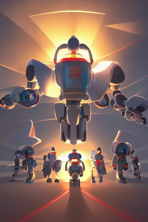 Image similar to metabots medabots medarotto medarot robot minimalist comics, behance hd by jesper ejsing, by rhads, makoto shinkai and lois van baarle, ilya kuvshinov, rossdraws global illumination ray tracing hdr radiating a glowing aura