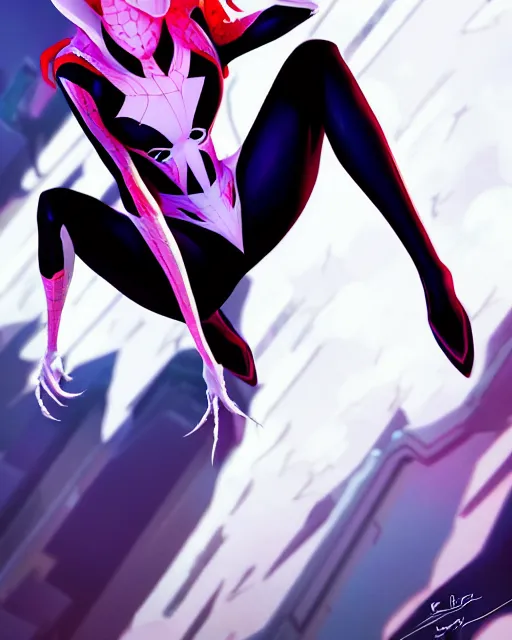 Image similar to Spider-Gwen venom, art by lois van baarle and loish and ross tran and rossdraws and sam yang and samdoesarts and artgerm, digital art, highly detailed, intricate, sharp focus, Trending on Artstation HQ, deviantart, unreal engine 5, 4K UHD image