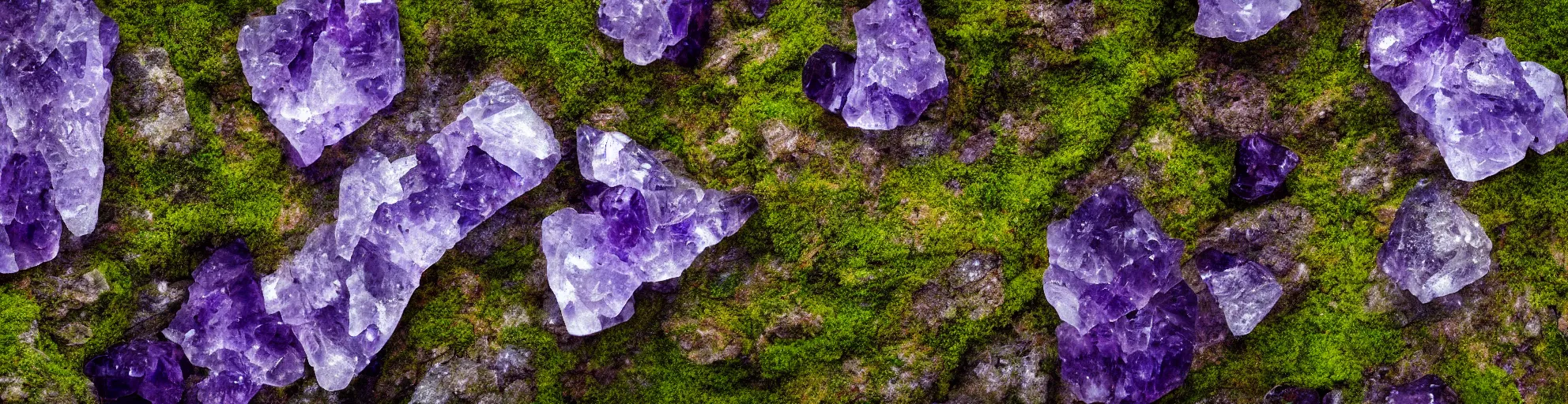 Prompt: stunning, beautiful, mountainous, rock, sand, smoke, amethyst, moss, stream, high contrast, textured, light rays, hdr, 8 k, intricate