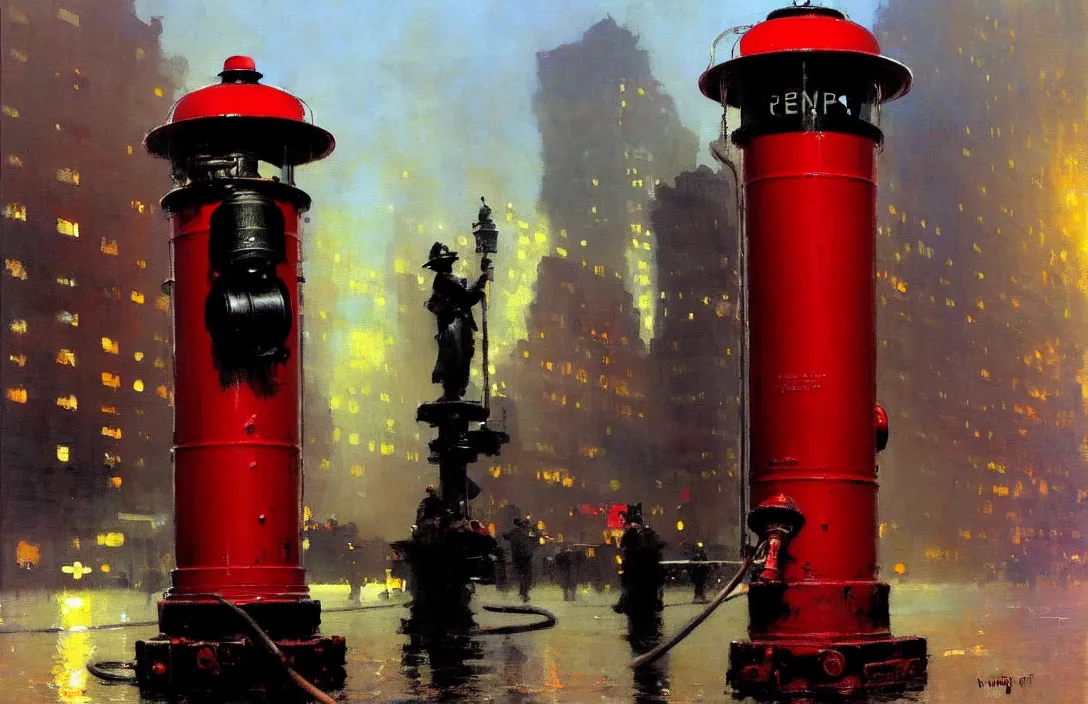 Image similar to a new york fire hydrant, detailed painting, epic lighting, by ilya repin, phil hale and kent williams