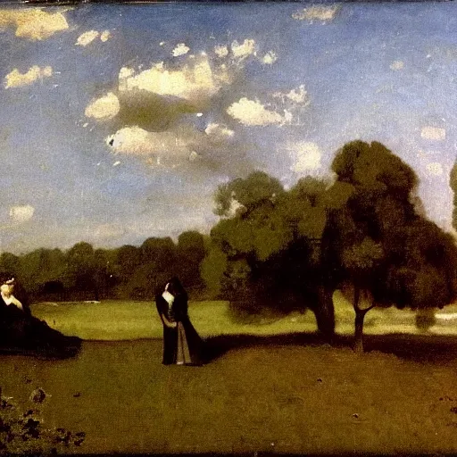 Prompt: long distance relationship, by camille corot