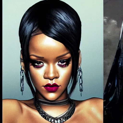 Rihanna as a anime character, Stable Diffusion