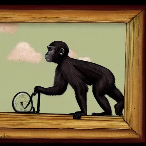 Image similar to a monkey riding a bike by winkelmann