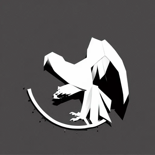 Prompt: 2 dimensional, vector, low poly, white eagle icon, black background, cgsociety, artstation