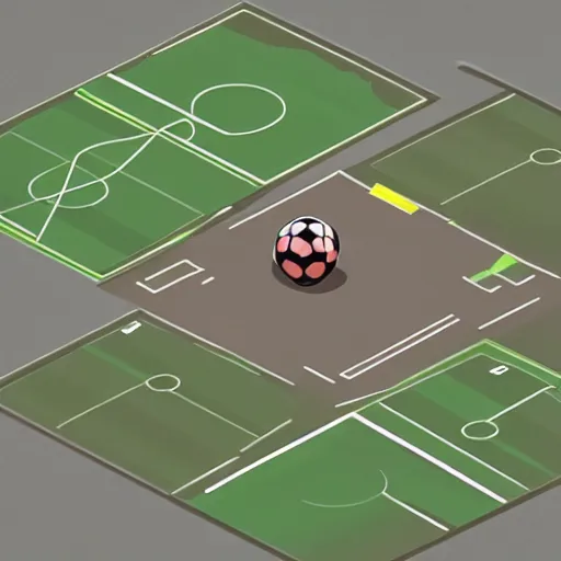 Image similar to soccer lootbox in the style of peter tarka, 3 d, isometric, game, octane, game, artstation