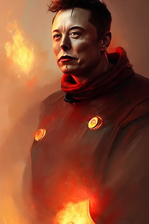 Image similar to character art by bastien lecouffe - deharme, elon musk, absolute chad