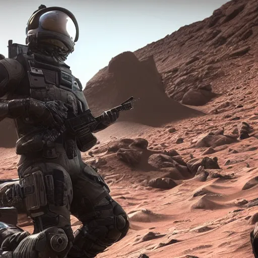 Prompt: new call of duty ps 5 game set on mars, 8 k, hd,