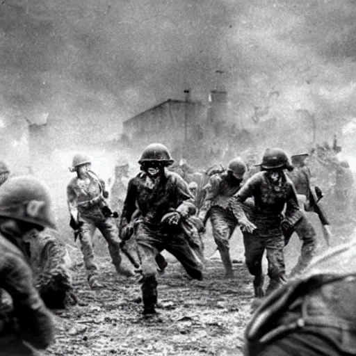 Image similar to zombies on ww 2, historical photograph