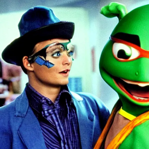 Image similar to johny depp as turtle in 9 0 s teenage mutant ninja turtles tv show