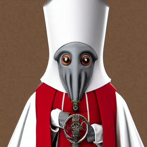 Prompt: anthropomorphic squid pope wearing a miter and holding a crosier, ultra detailed, 8 k, trending on artstation, award - winning art,