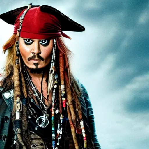 Prompt: axl rose replacing johnny depp in the lead role in pirates of the caribbean ( 2 0 2 4 ) film poster
